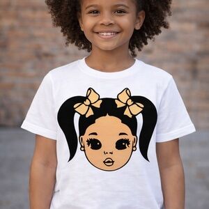 White T-Shirt with Cartoon Girl Print